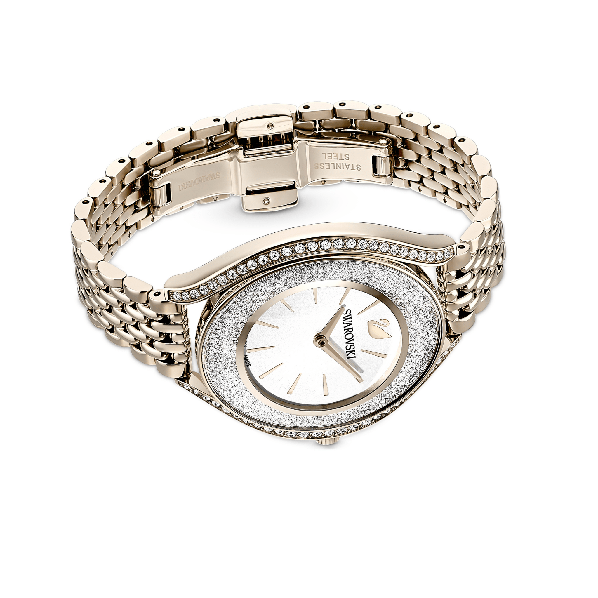 Crystalline Aura Watch, Metal Bracelet, Gold Tone, Champagne-Gold Tone Pvd -Swarovski