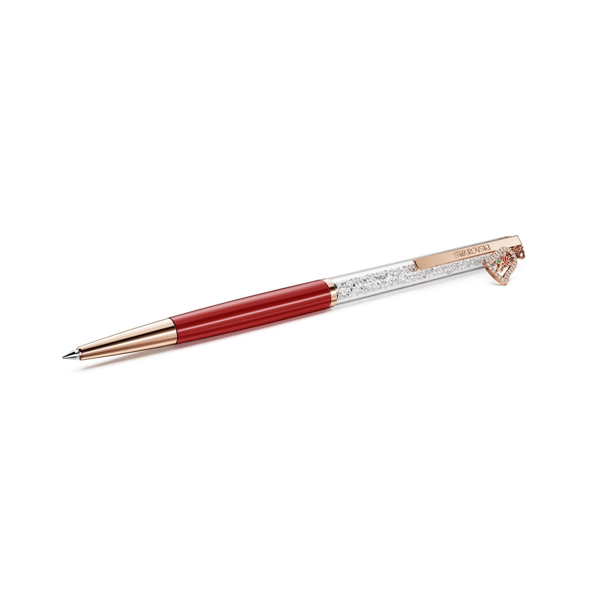 Crystalline ballpoint pen, Bell, Red lacquered, Rose gold-tone plated -Swarovski