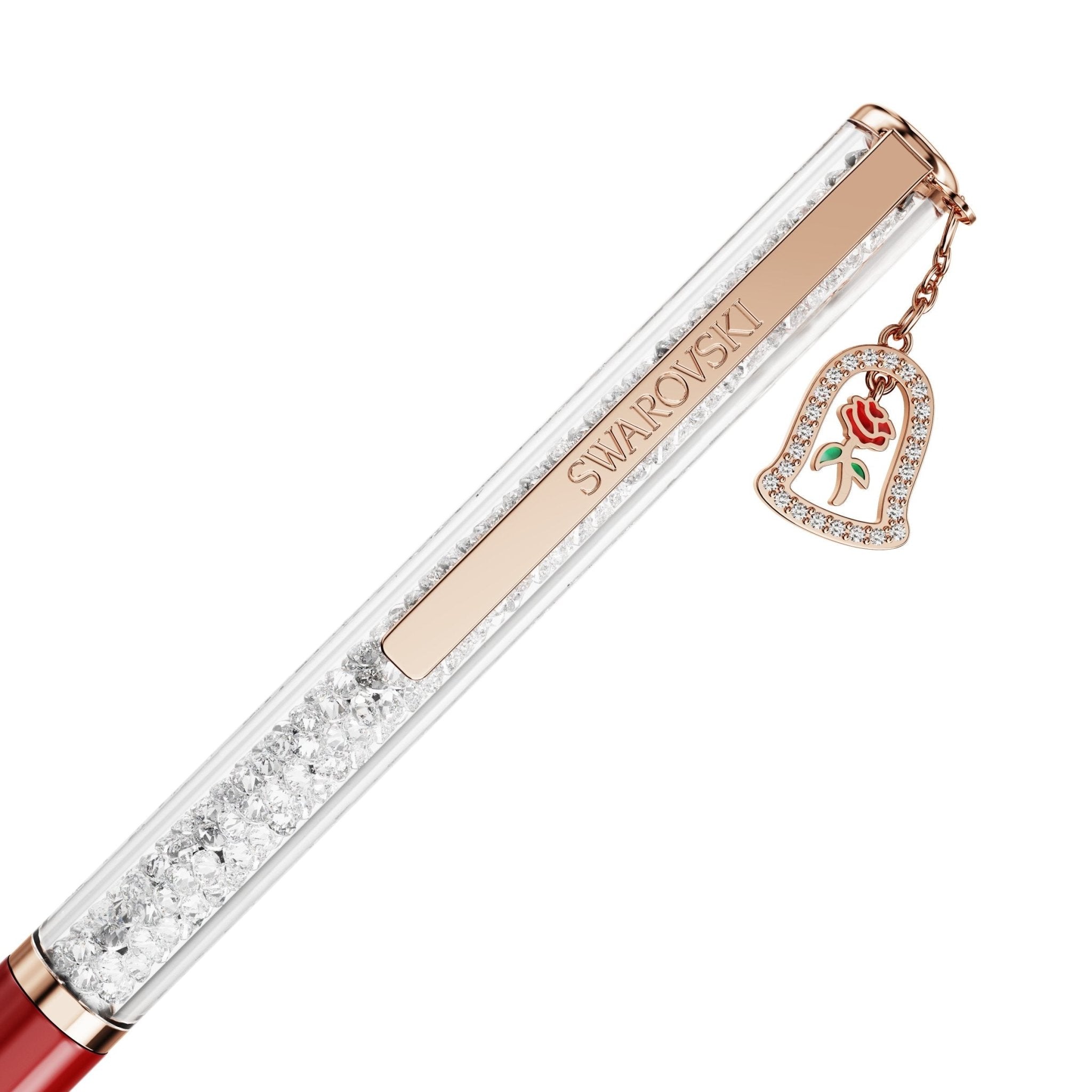 Crystalline ballpoint pen, Bell, Red lacquered, Rose gold-tone plated -Swarovski
