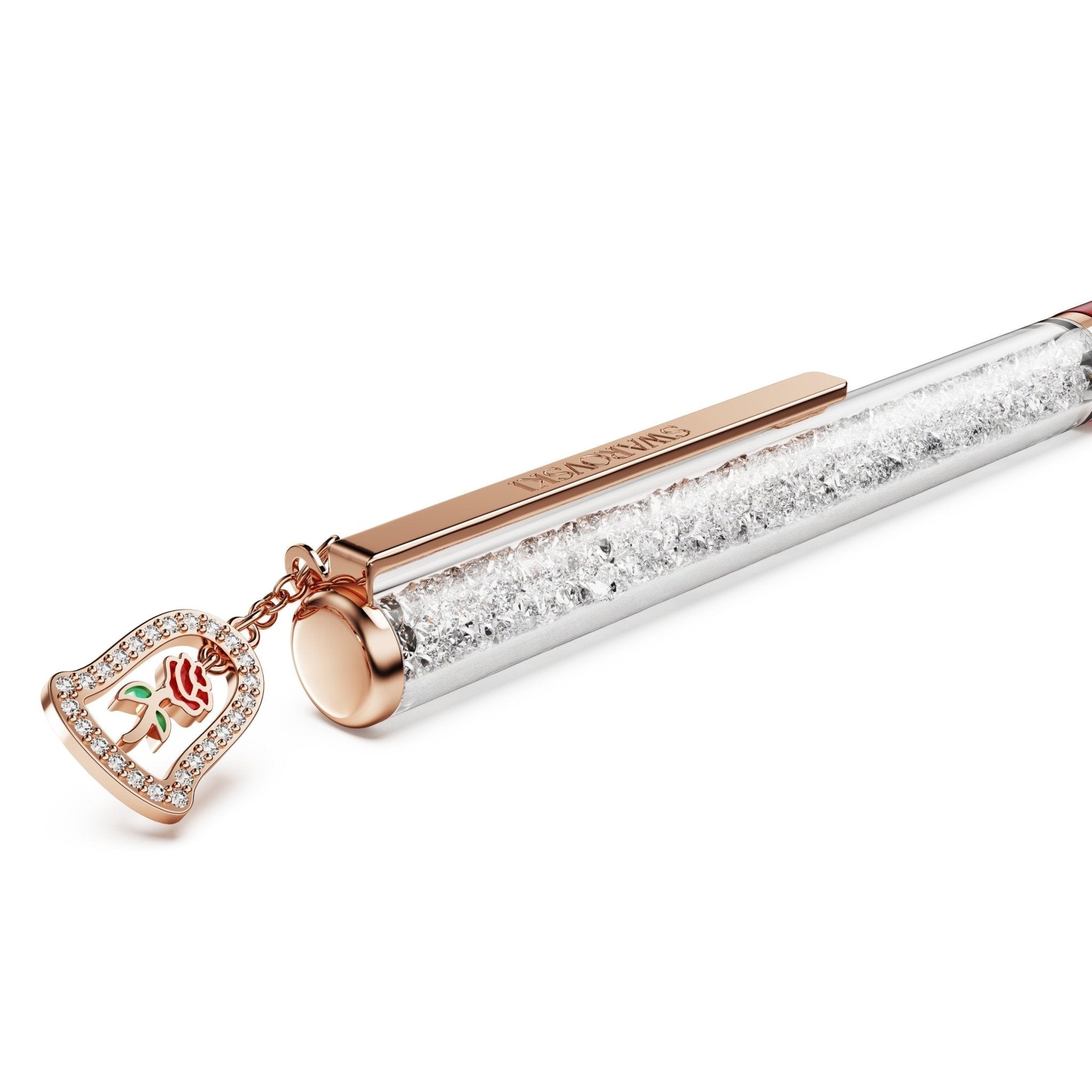 Crystalline ballpoint pen, Bell, Red lacquered, Rose gold-tone plated -Swarovski