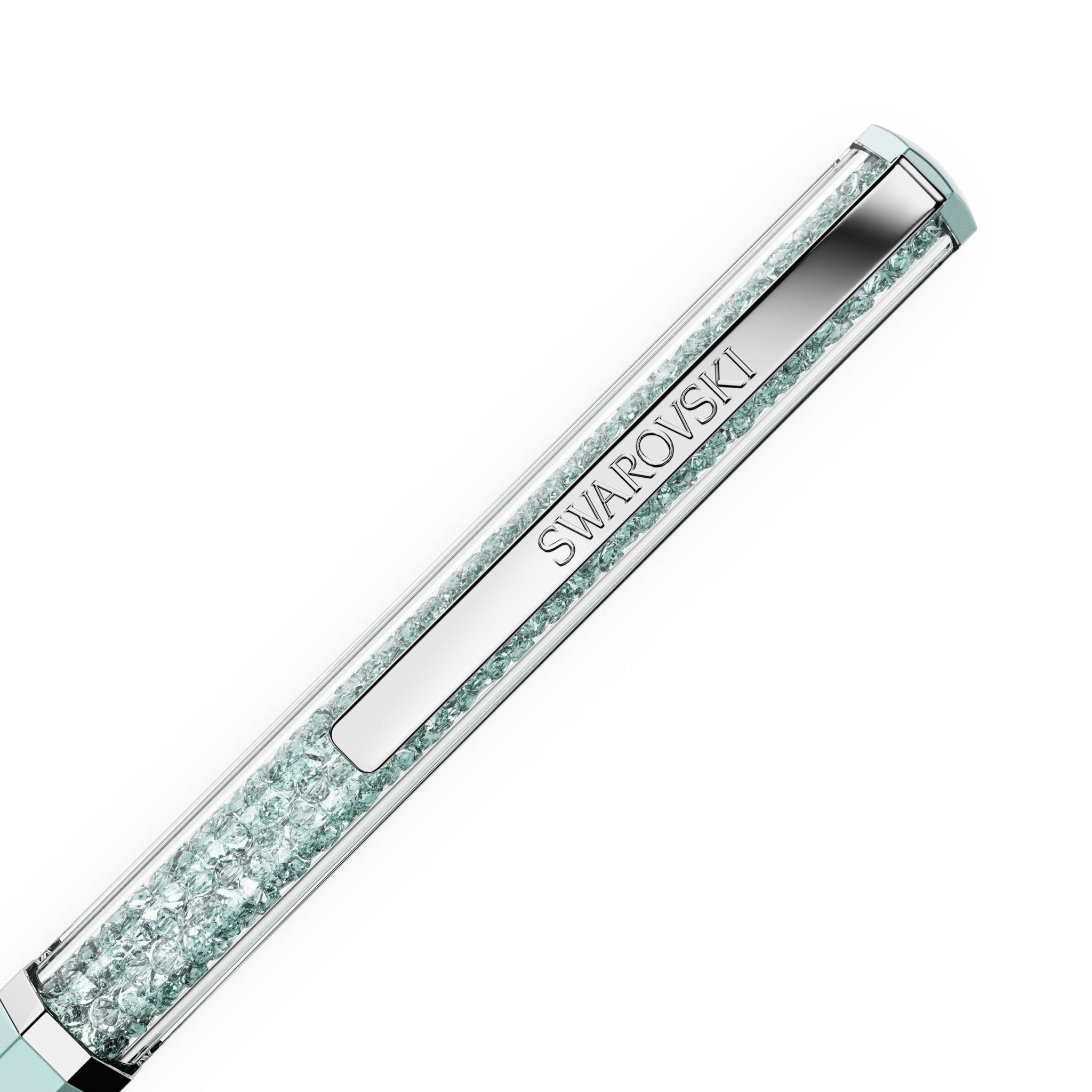 Crystalline ballpoint pen, Blue lacquered, Chrome plated -Swarovski