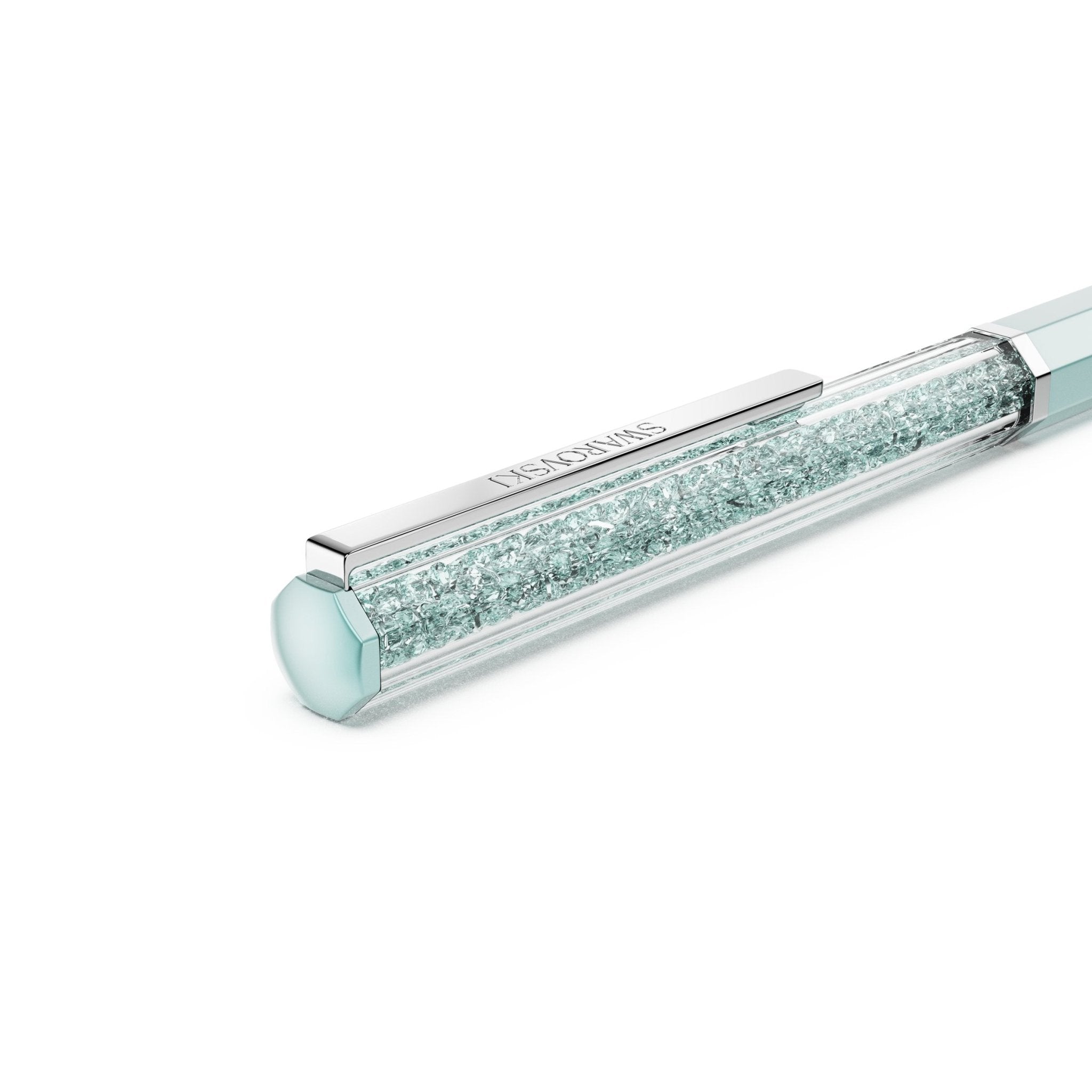 Crystalline ballpoint pen, Blue lacquered, Chrome plated -Swarovski
