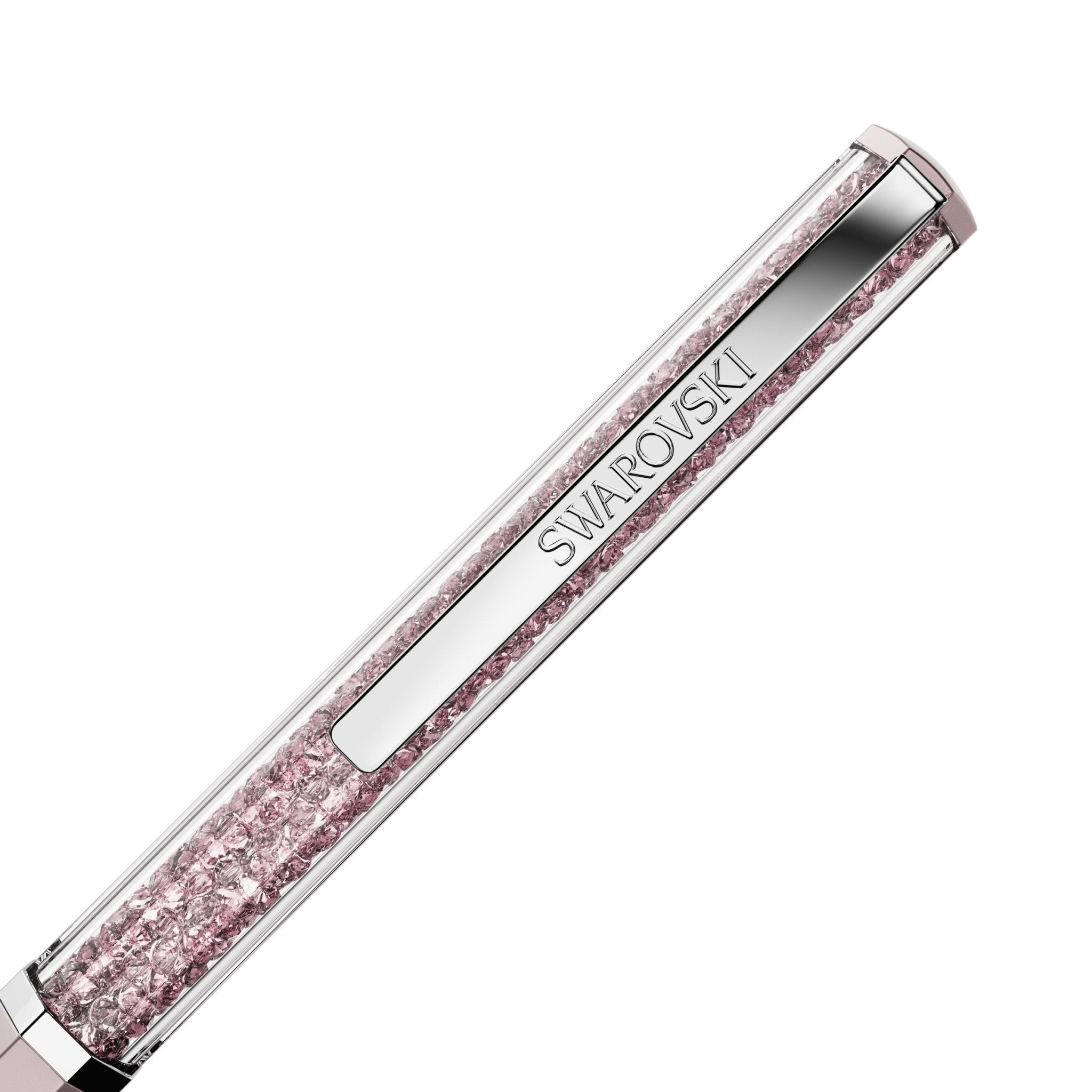 Crystalline ballpoint pen, Pink lacquered, Chrome plated -Swarovski