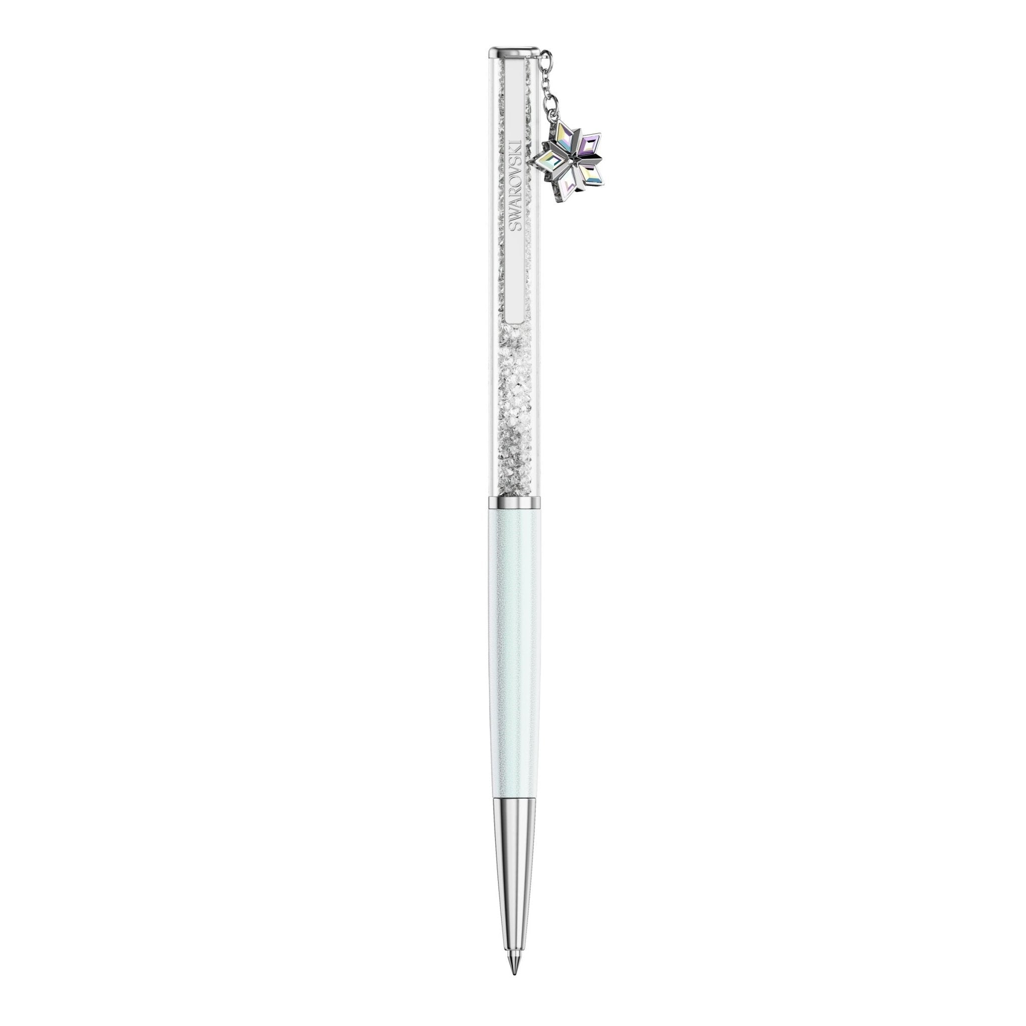 Crystalline ballpoint pen, White lacquered, Chrome plated AE Star -Swarovski