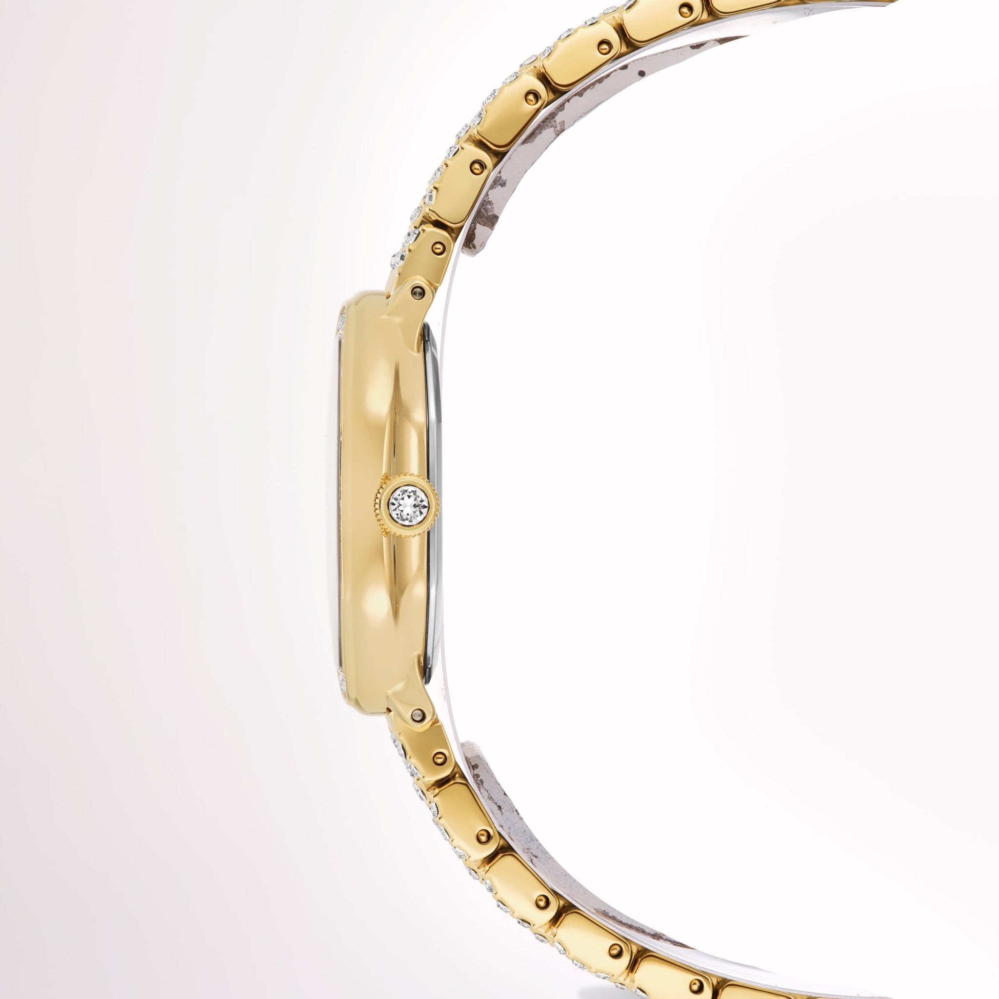 Dextera octagon watch, Swiss Made, Metal bracelet, Gold tone, Gold-tone finish -Swarovski