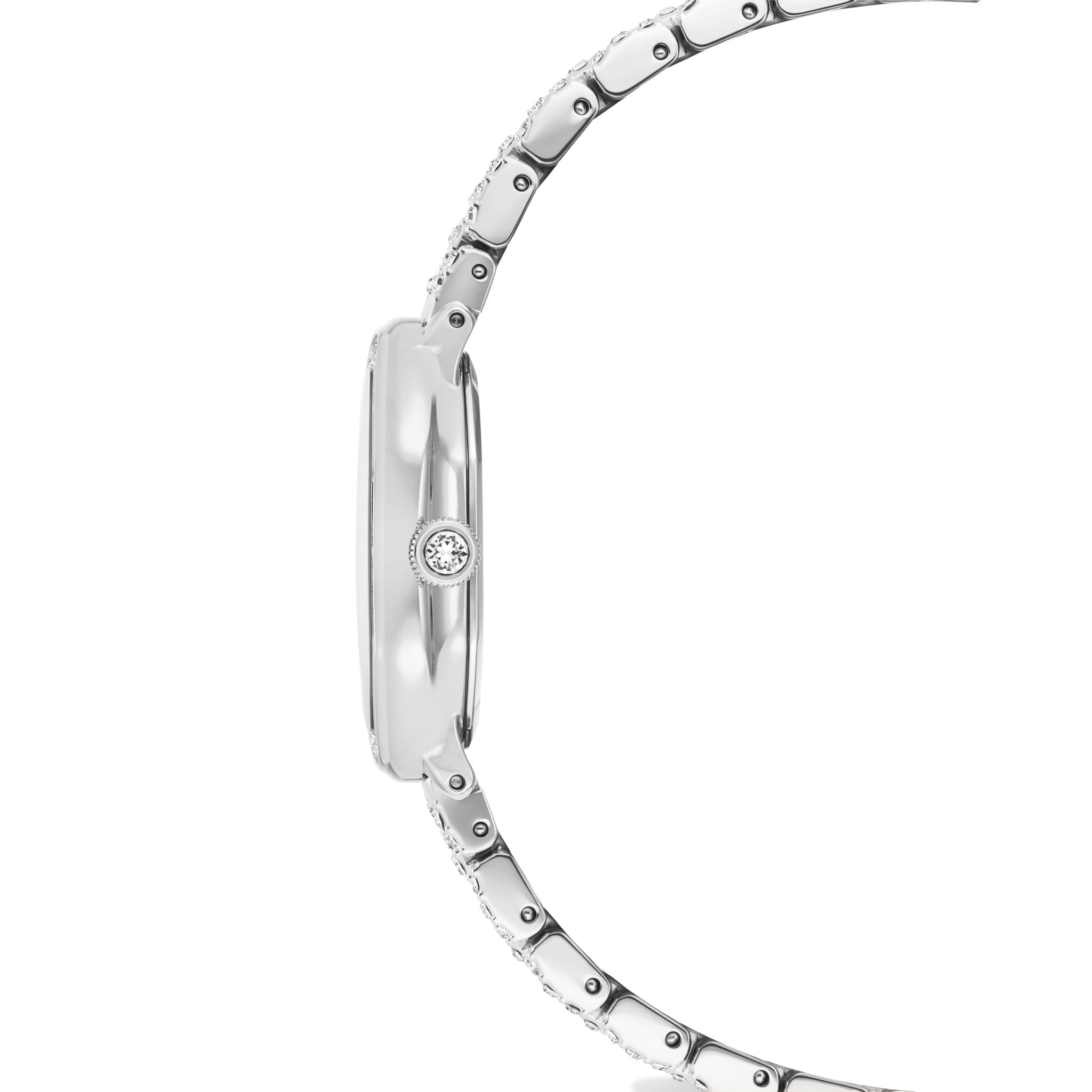 Dextera octagon watch, Swiss Made, Metal bracelet, Silver tone, Stainless steel -Swarovski