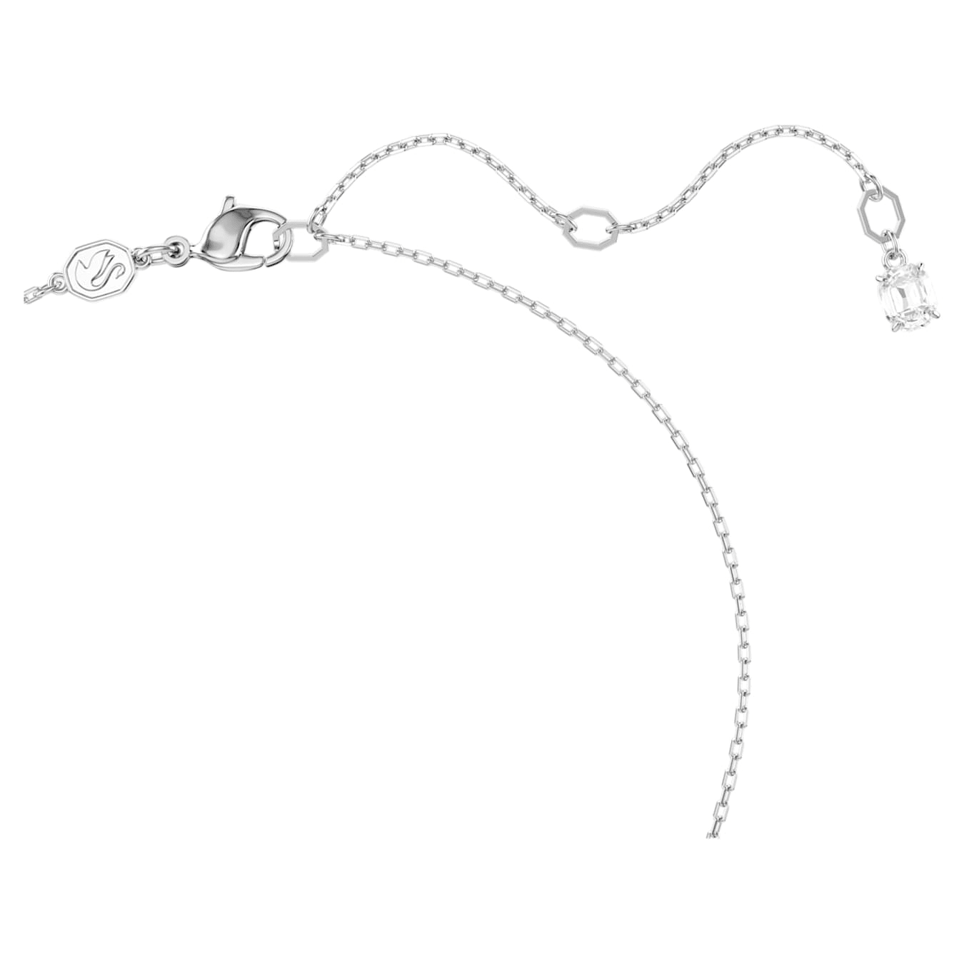 Dextera pendant Interlocking loop, White, Rhodium plated -Swarovski