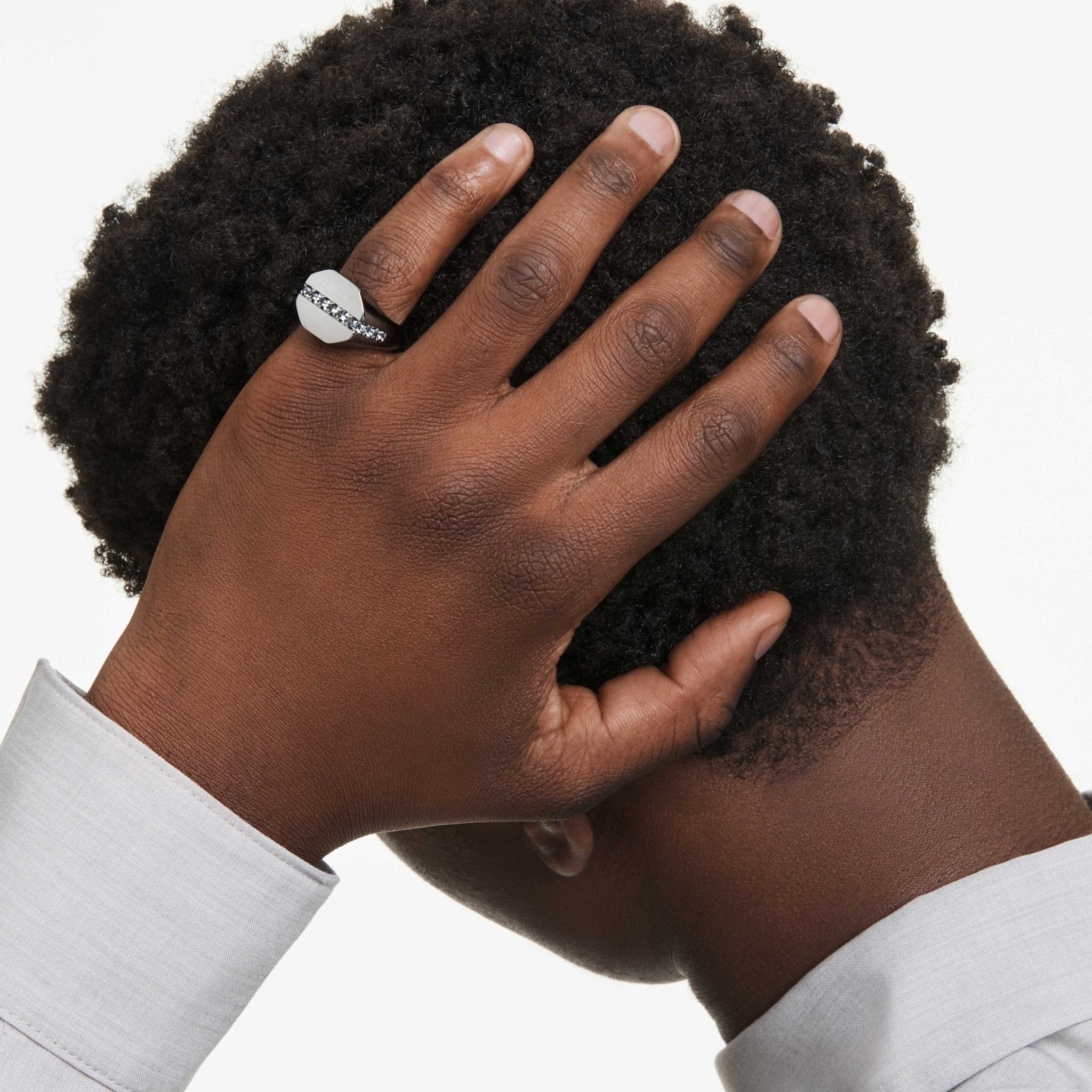 Dextera ring Octagon shape, Round cut, Black, Ruthenium plated 55-60 -Swarovski