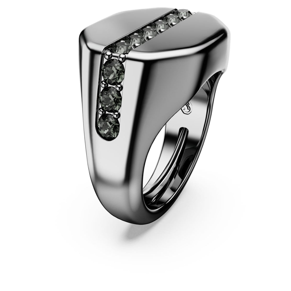Dextera ring Octagon shape, Round cut, Black, Ruthenium plated 55-60 -Swarovski