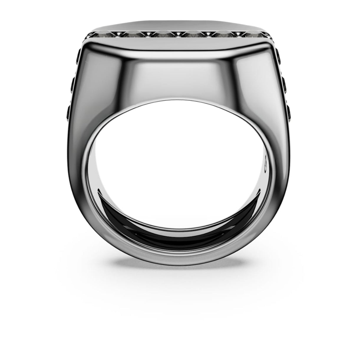 Dextera ring Octagon shape, Round cut, Black, Ruthenium plated 55-60 -Swarovski