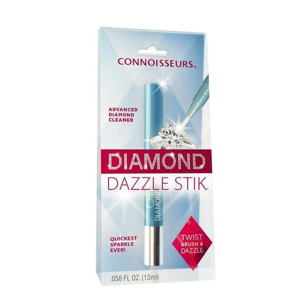 Connoisseurs Diamond Dazzle Stick for jewelry cleaning, with a sleek white applicator and sparkling diamond polish formula.