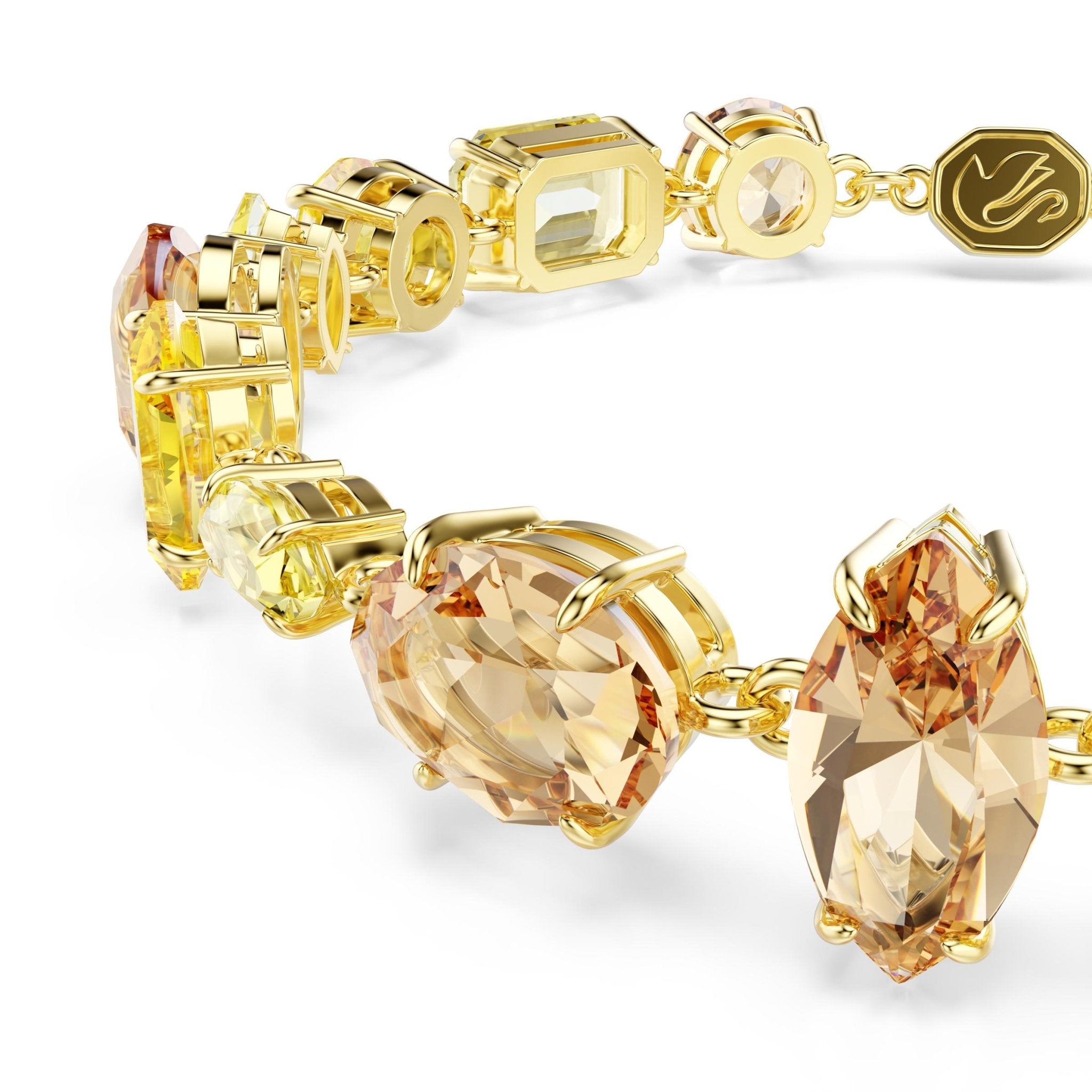 Gema bracelet, Mixed cuts, Yellow, 18K gold finish -Swarovski