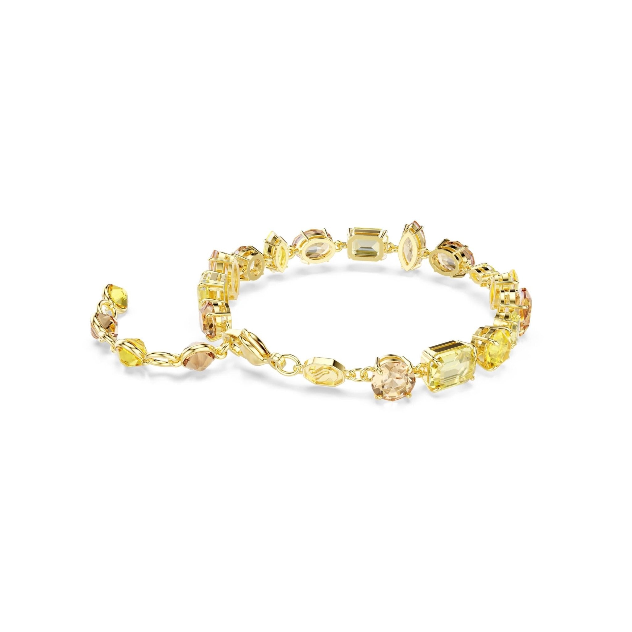 Gema bracelet, Mixed cuts, Yellow, 18K gold finish -Swarovski