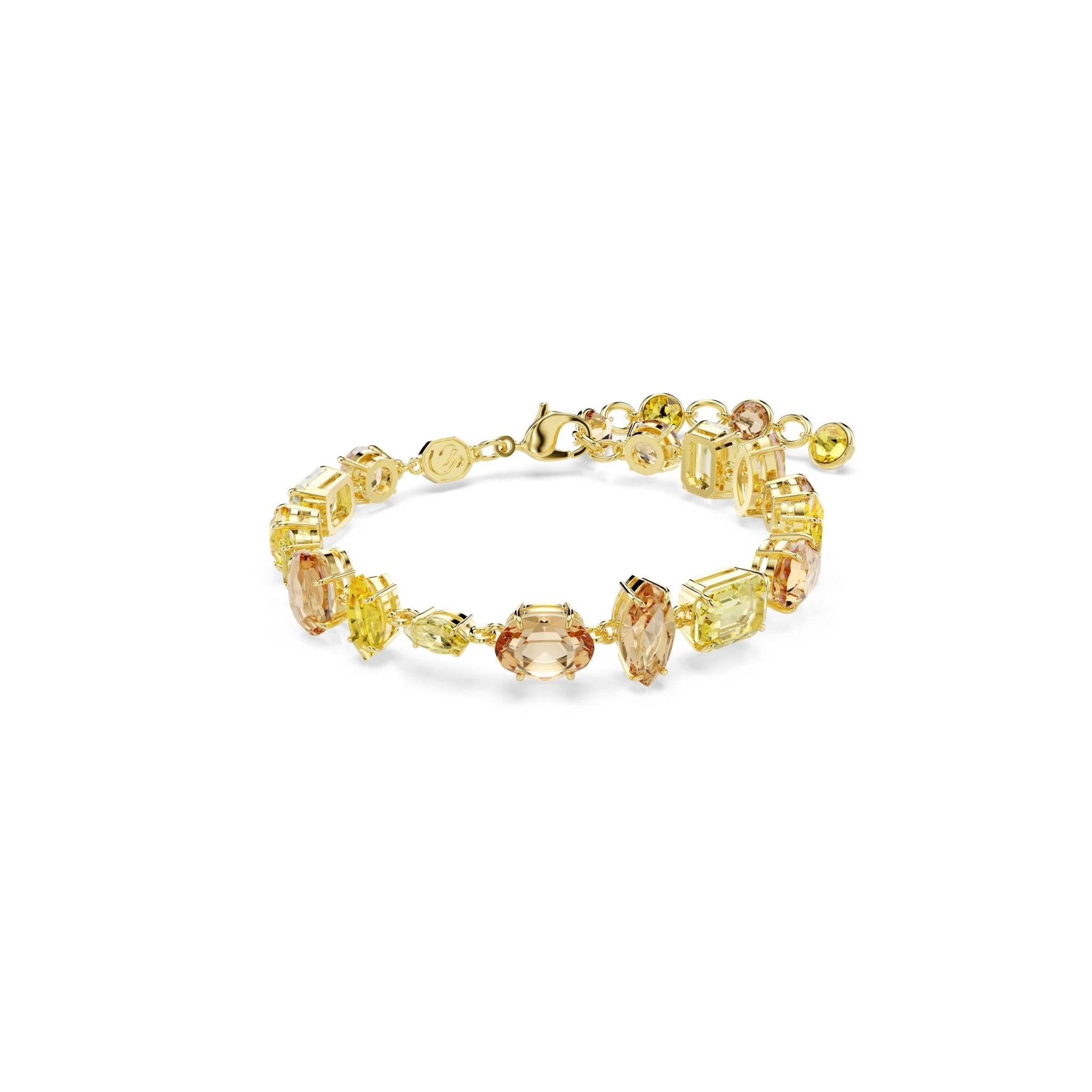 Gema bracelet, Mixed cuts, Yellow, 18K gold finish -Swarovski