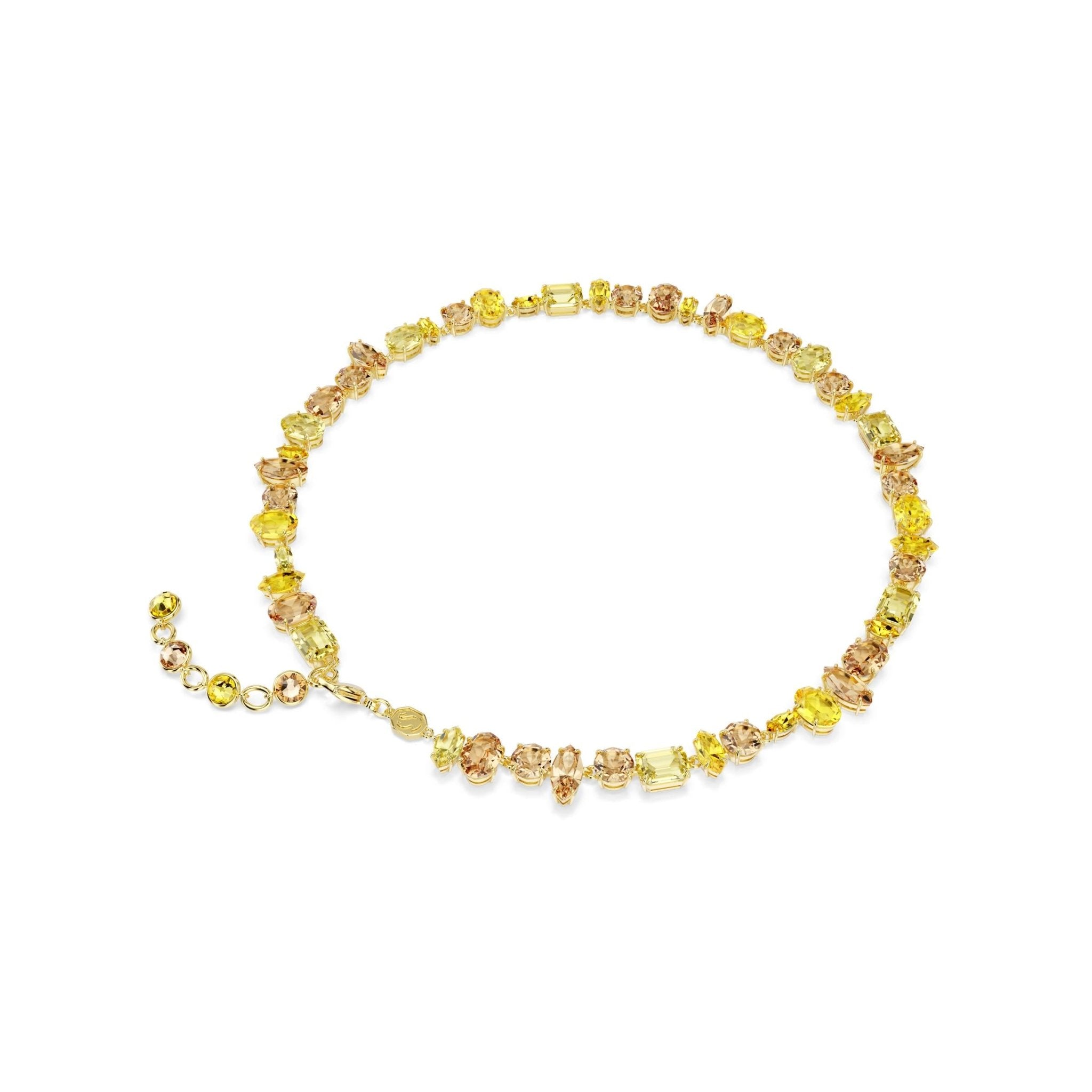 Gema necklace, Mixed cuts, Yellow, 18K gold finish -Swarovski