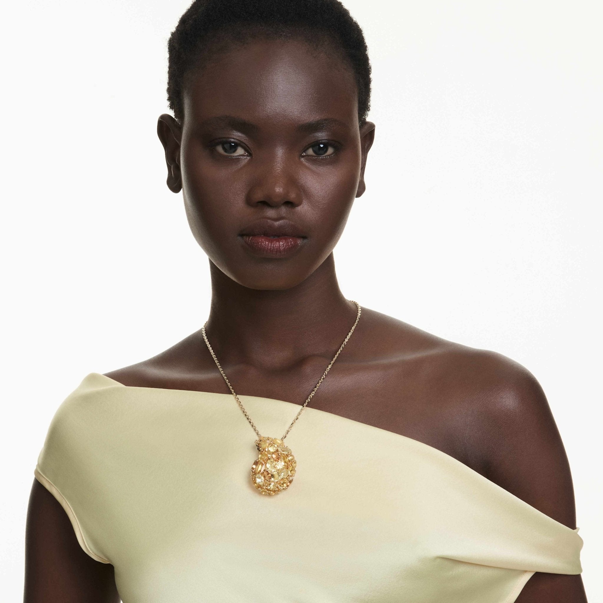 Gema pendant and brooch Yellow, 18K gold plated -Swarovski