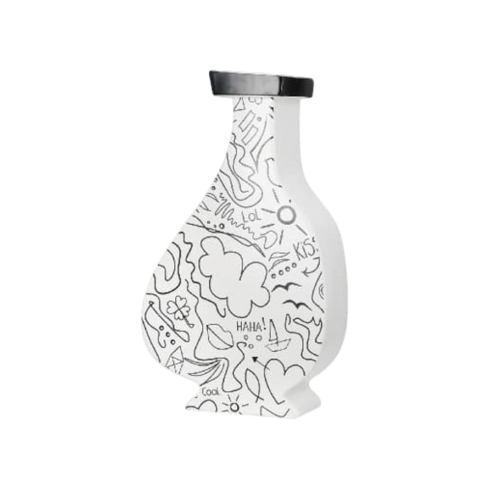 Gilde Collar Vase Single-line Design Ceramics White 33cm -Gilde