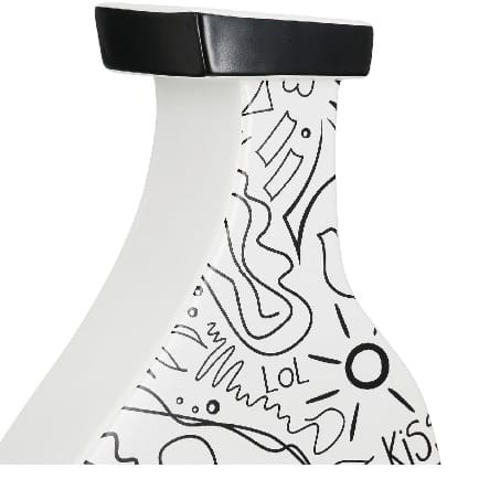 Gilde Collar Vase Single-line Design Ceramics White 33cm -Gilde