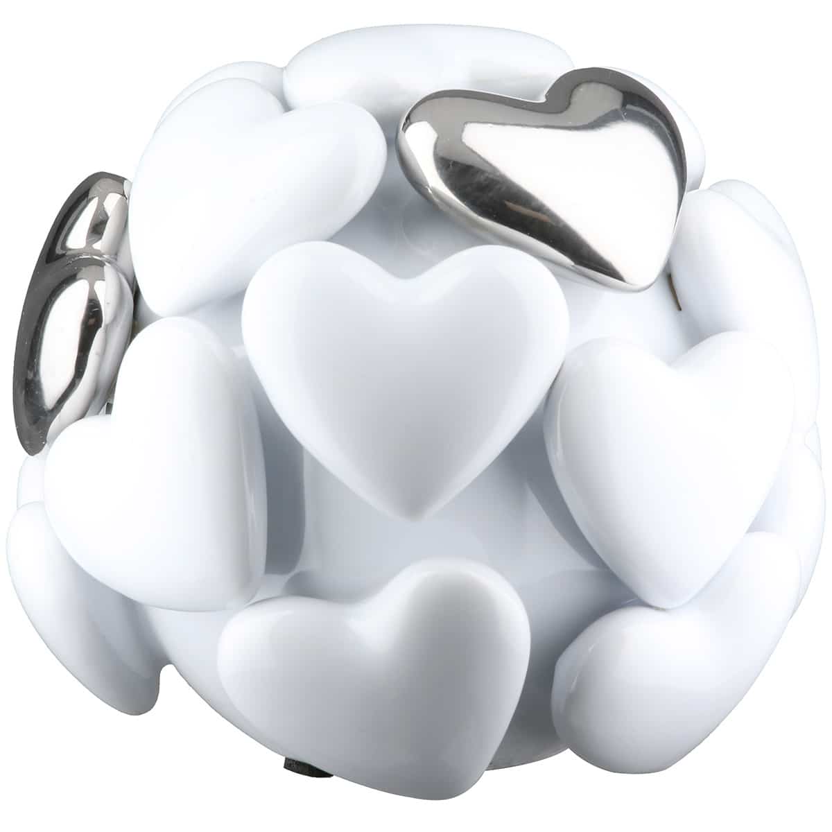Gilde Decorative Ball Round Hearts Ceramic White 12cm -Gilde