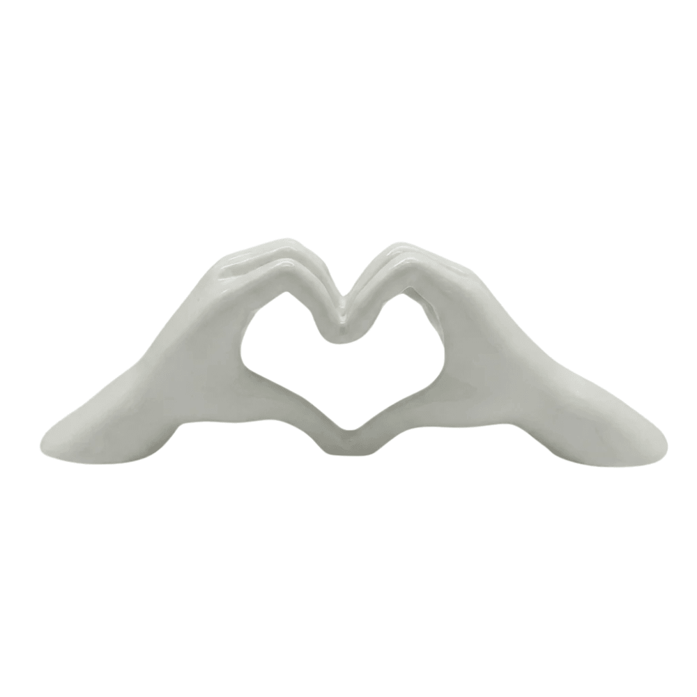 Gilde Decorative object Heart Hand Motif White -Gilde