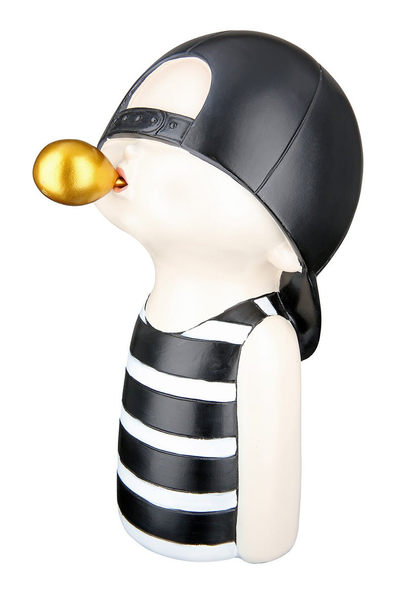 Gilde Figure Boy Chewing Gum Motif Resin Black, White 25cm -Gilde