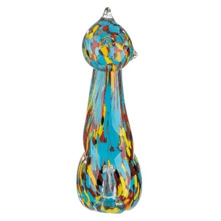 Gilde Figure Cat Somia Glass Blue Mulicolored 20cm -Gilde