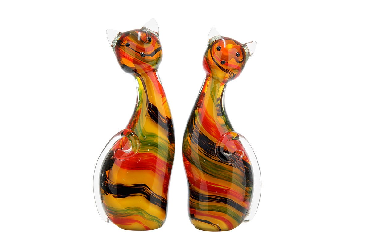 Gilde Figure Cat Suki Striped Glass Right -Gilde