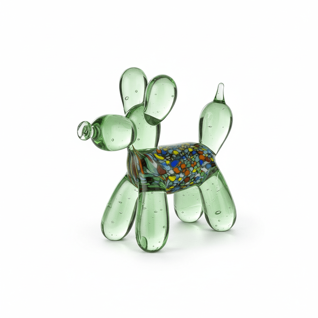 Gilde Figure Dog Balloon Dog Green Glass -Gilde