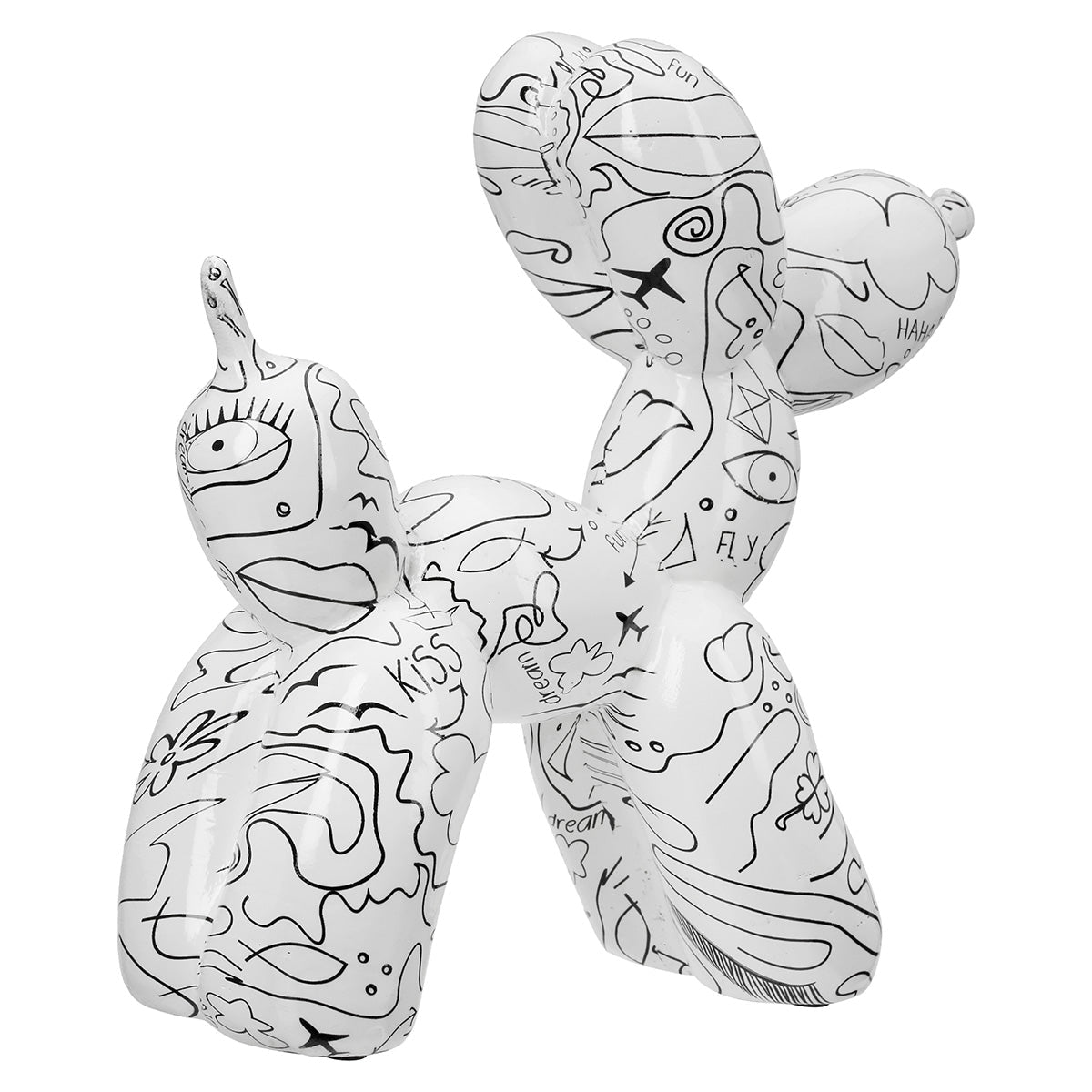 Gilde Figure Dog Balloon Single-Line Design White 23cm -Gilde