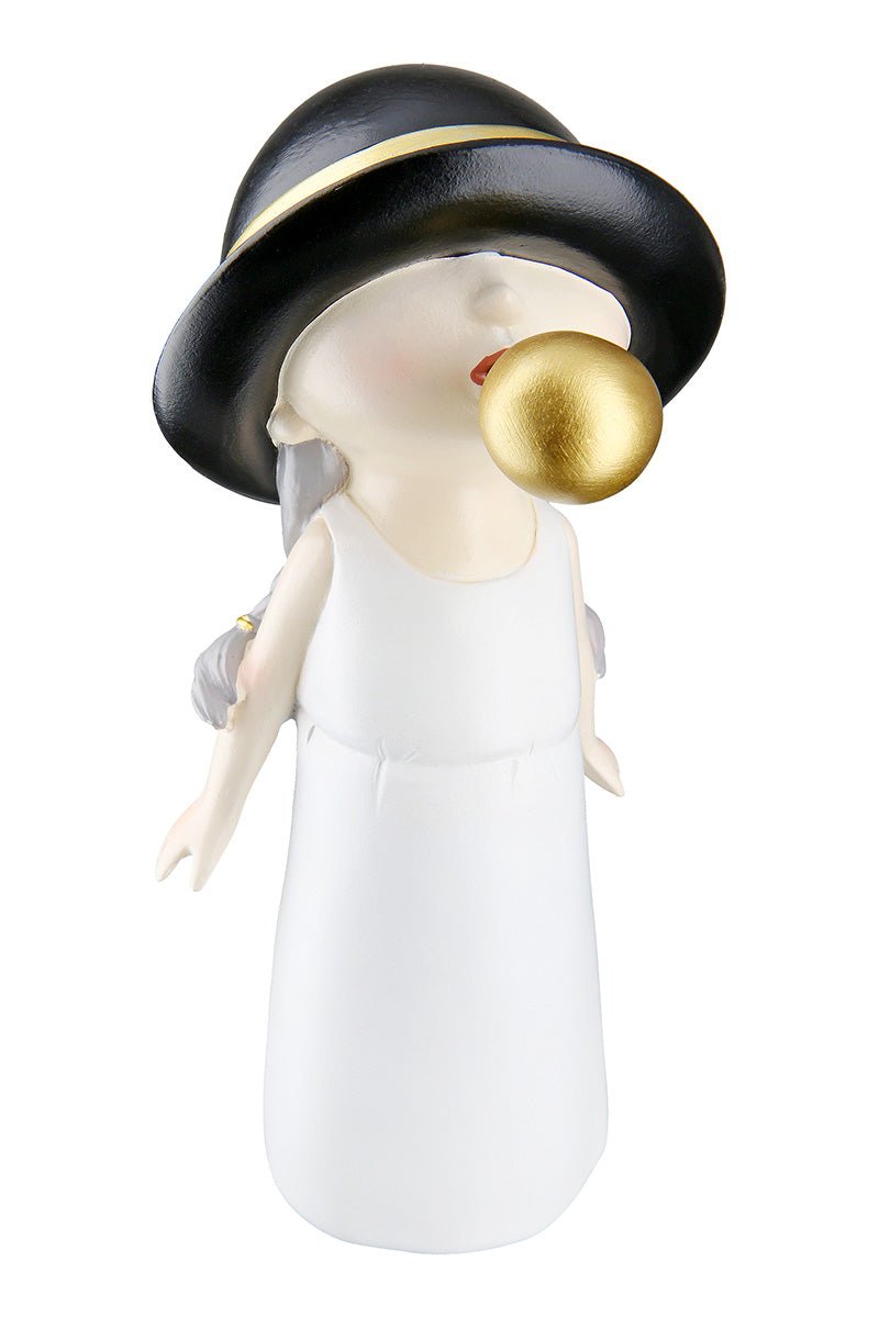 Gilde Figure Girl Chewing Gum Motif Resin 19cm -Gilde