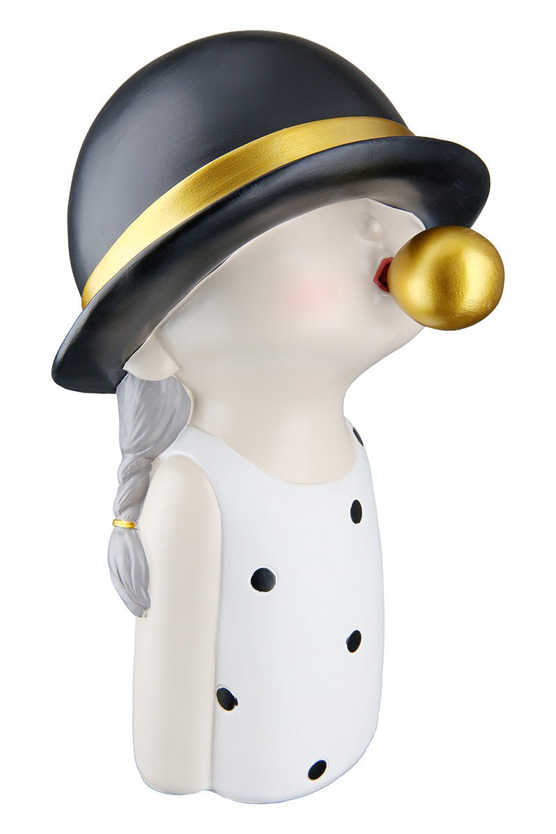 Gilde Figure Girls Chewing Gum Motif Resin Black, White 25cm -Gilde