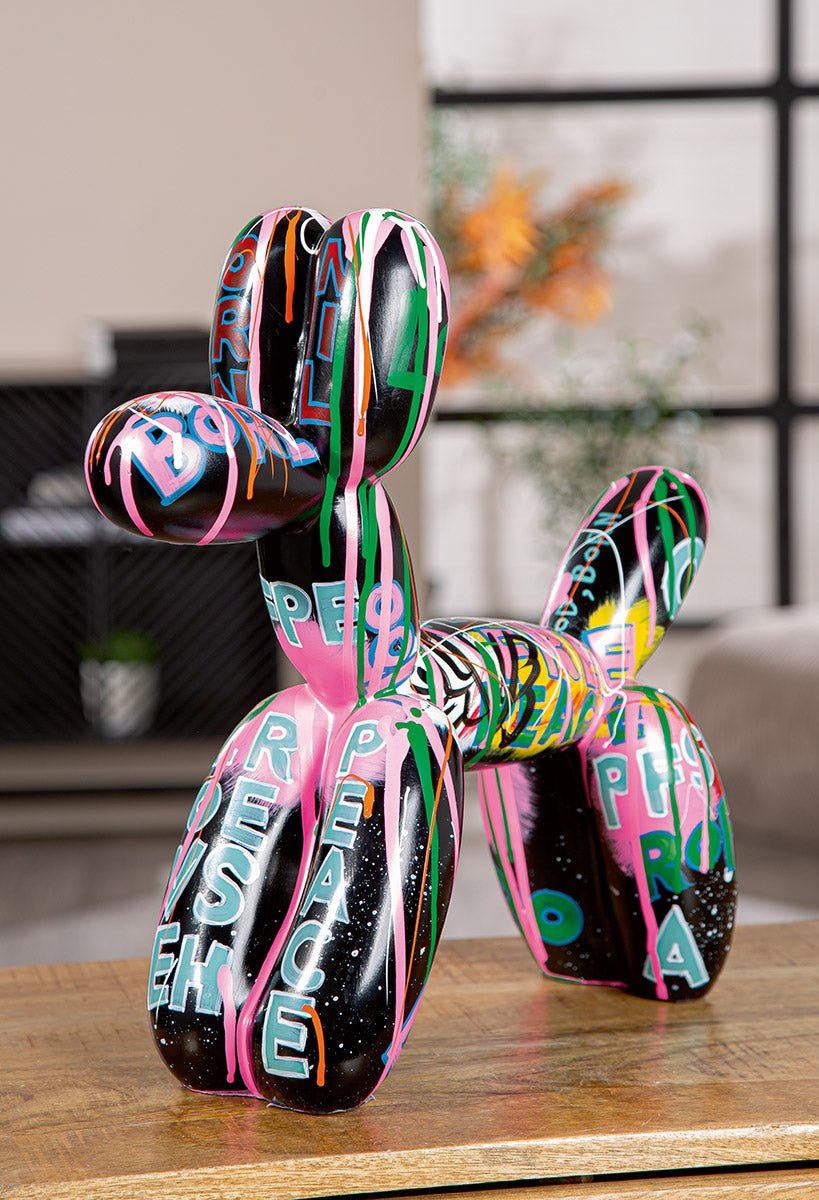 Gilde Figure Pallone Dog Balloon Resin Multicolored Black 40cm -Gilde
