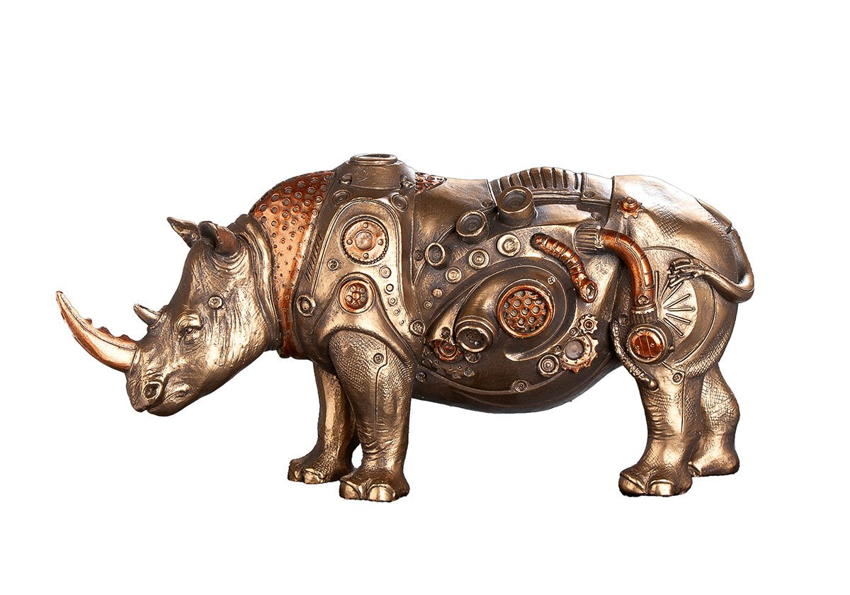Gilde Figure Rhinoceros Steampunk Resin Bronze -Gilde
