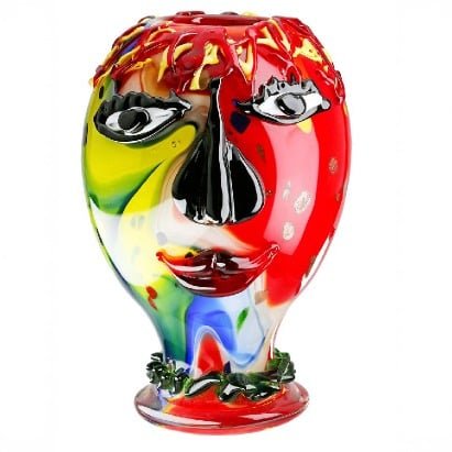 Gilde Glassart Face Vase Andrew Multicoloured 29cm -Gilde