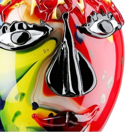 Gilde Glassart Face Vase Andrew Multicoloured 29cm -Gilde