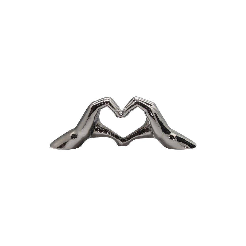Gilde Heart Hand Motif Ceramics Silver Large -Gilde