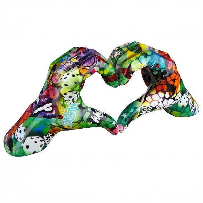 Gilde Heart Hand Motif Street Art Dice Resin Multicolored -Gilde