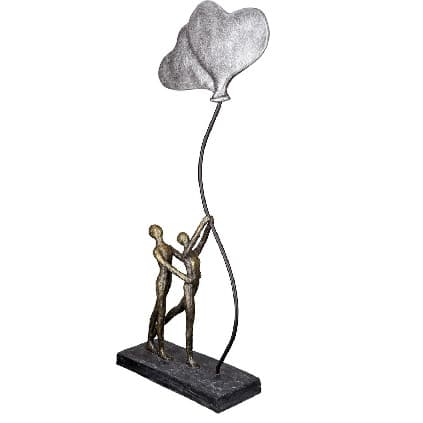 Gilde Sculpture Couple Motif Love Balloon Bronze Coloured 48cm -Gilde