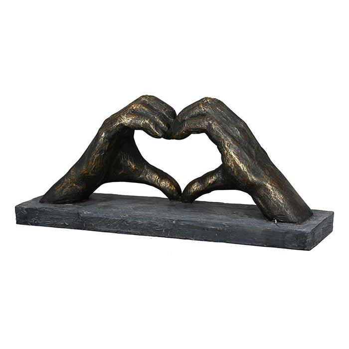 Gilde Sculpture Heart Hand Motif Poly Bronze -Gilde