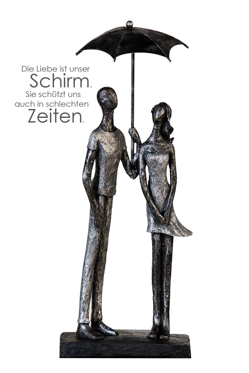 Gilde Sculpture Pair Umbrella Motif Gray, Anthracite, Silver -Gilde