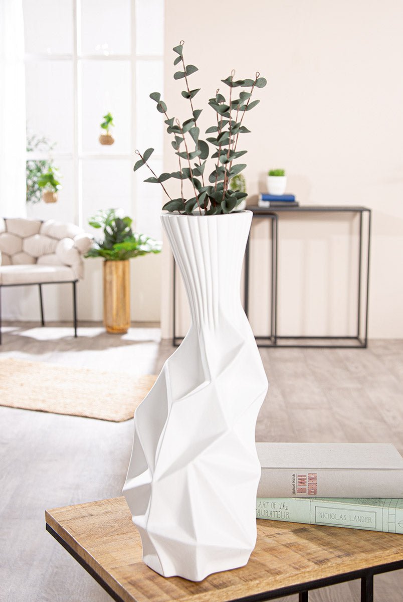 Gilde Vase Ceramics White 44cm -Gilde