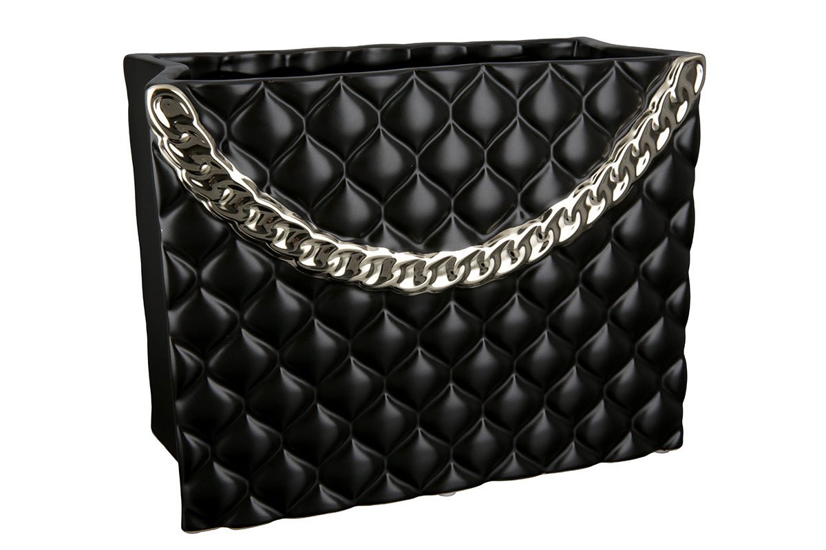 Gilde Vase Handbag Ceramics Paris Black 20cm -Gilde