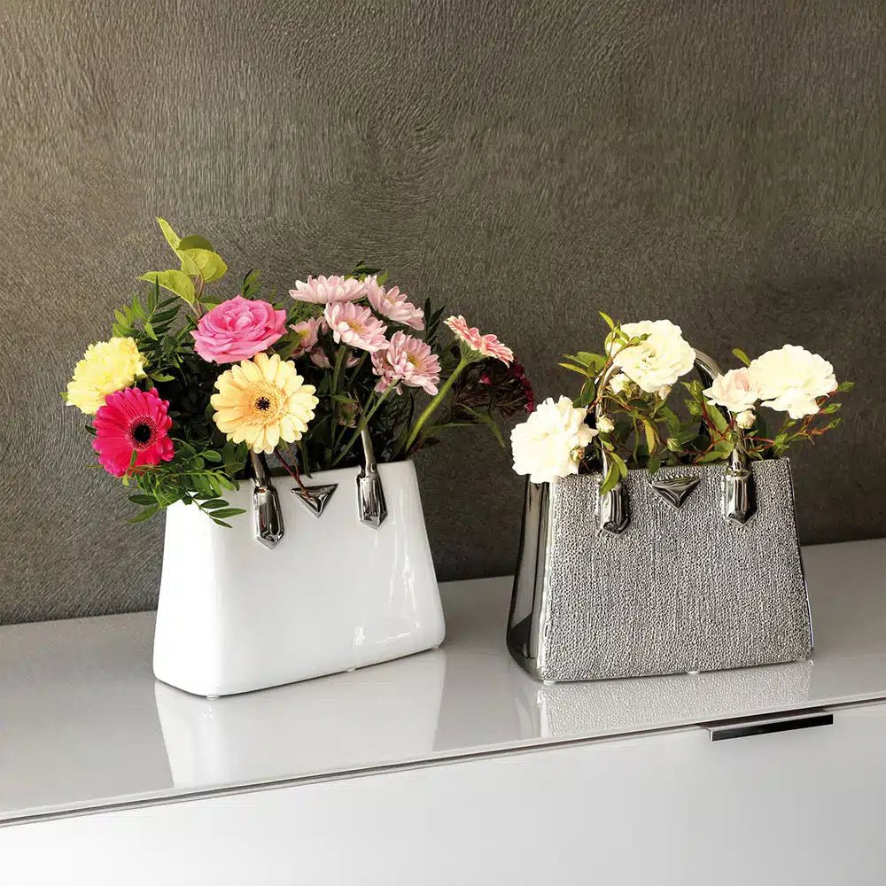 Gilde Vase Handbag Milano Ceramics Silver 25.5cm -Gilde