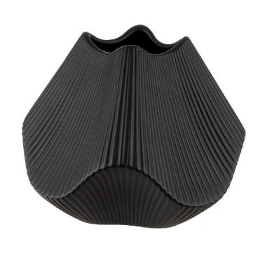 Gilde Vase Lamellen Ceramics Black 19cm -Gilde