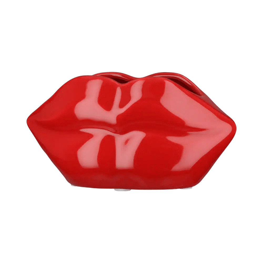 Gilde Vase Mouth Lips Ceramic Red 8cm -Gilde