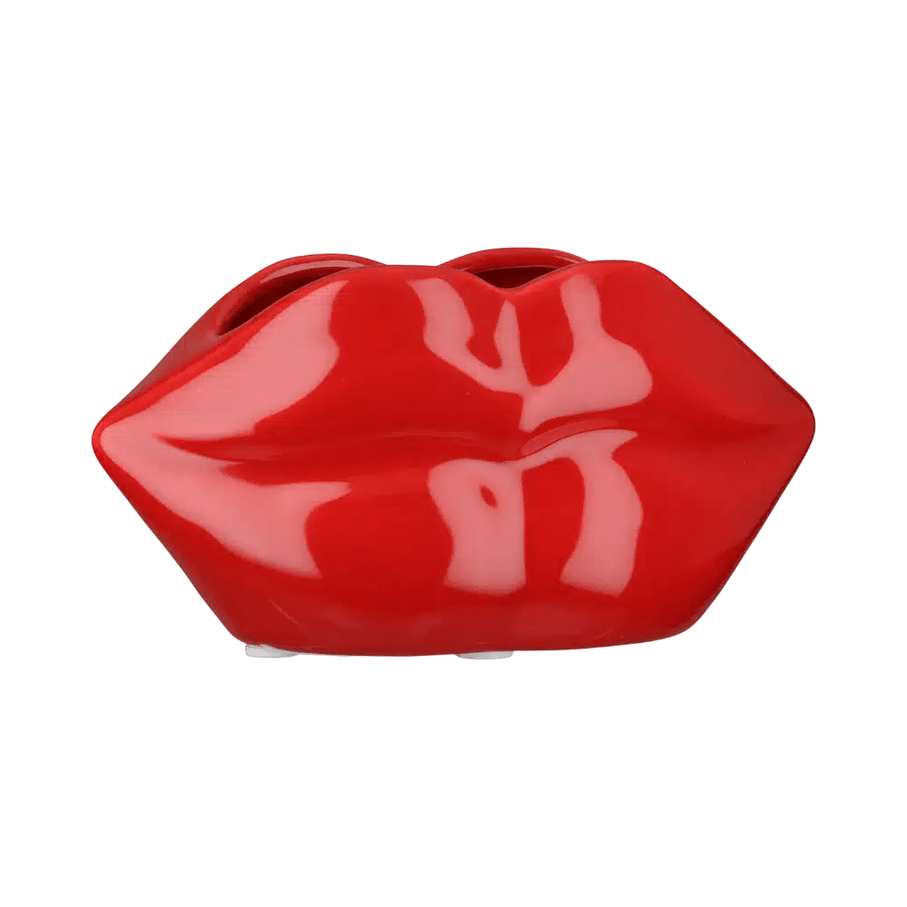 Gilde Vase Mouth Lips Ceramic Red 8cm -Gilde