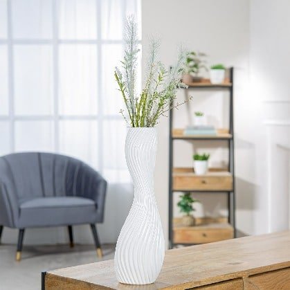 Gilde Vase Organic Ceramics White 41cm -Gilde