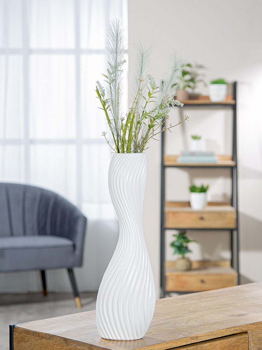 Gilde Vase Organic Ceramics White 41cm -Gilde