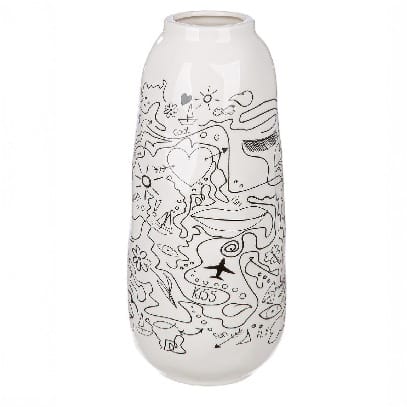 Gilde Vase Single-line Design Porcelain White 25cm -Gilde