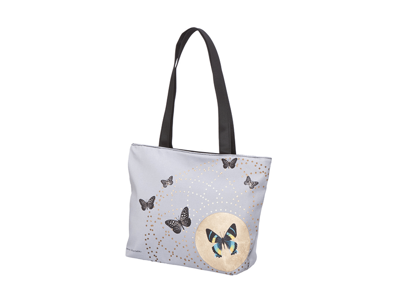 Goebel Shopper Bag Charlotte Grey Butterflies -Goebel